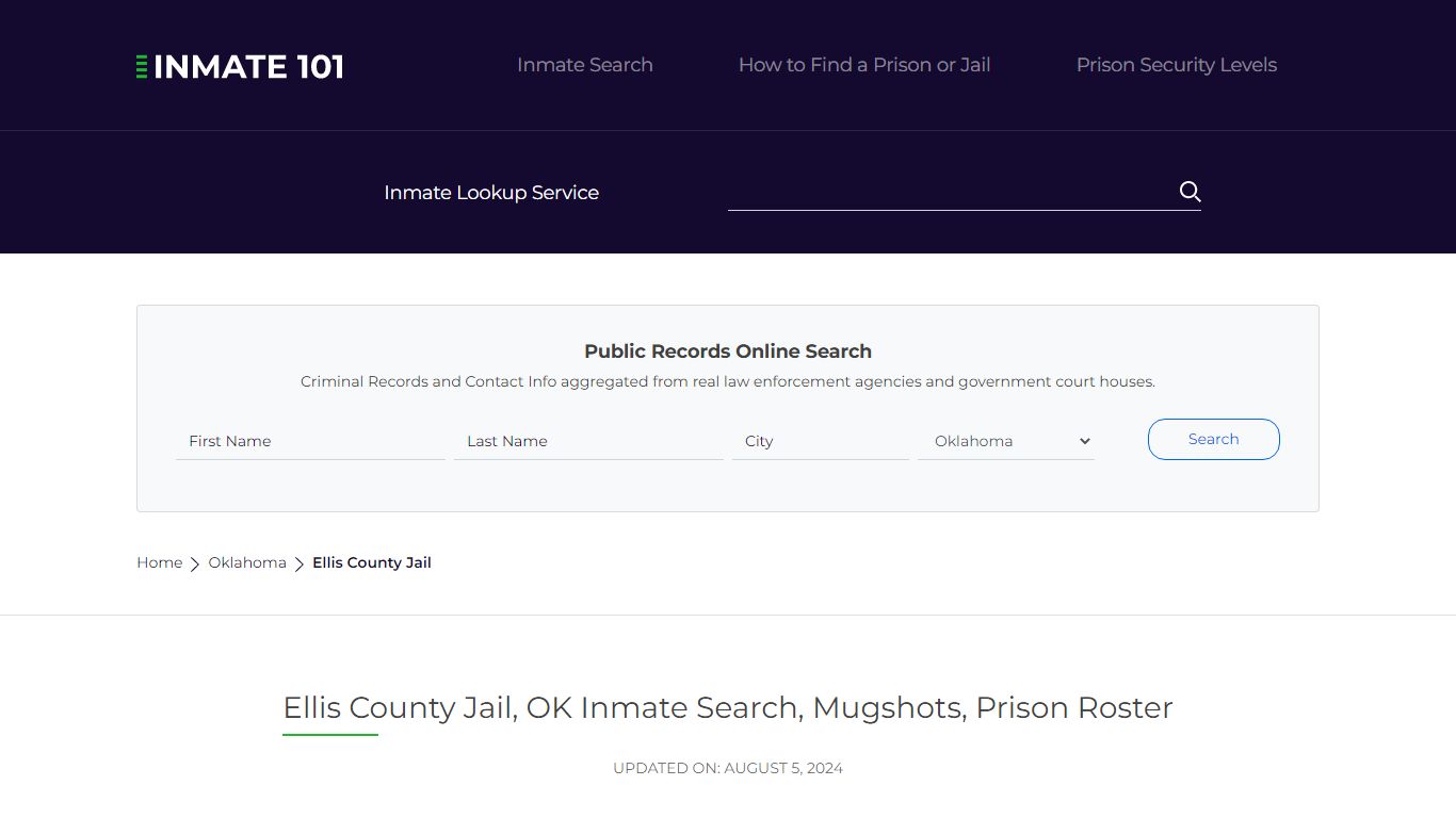 Ellis County Jail, OK Inmate Search, Mugshots, Prison Roster