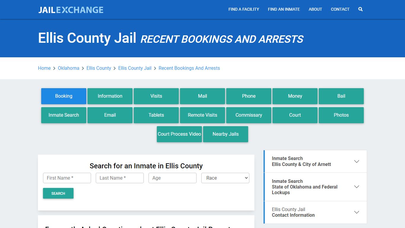 Ellis County Jail Recent Bookings And Arrests - Jail Exchange