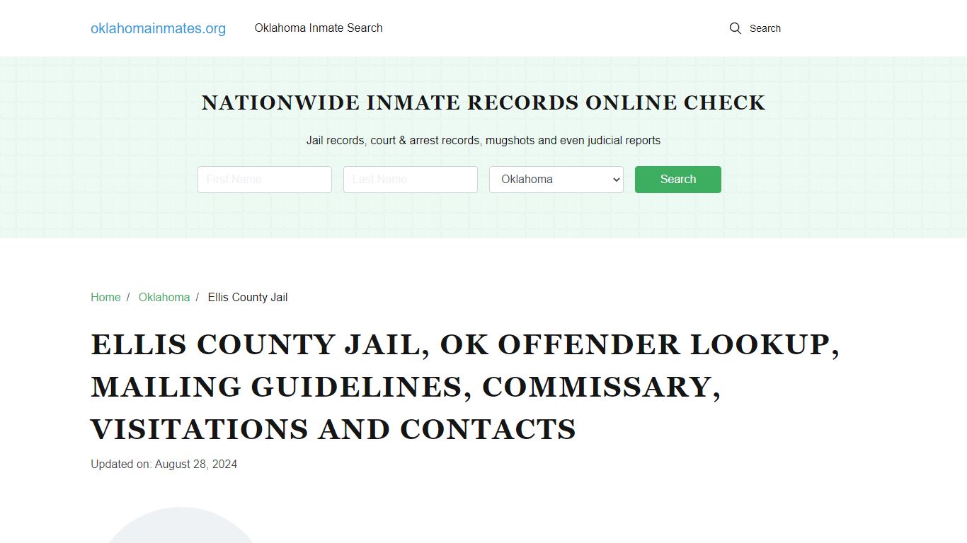 Ellis County Jail, OK: Inmate Search Options, Visitations, Contacts