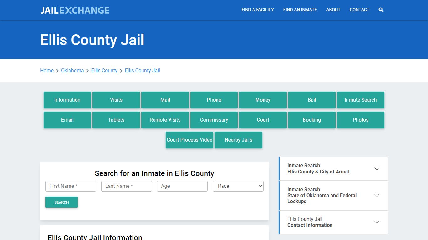 Ellis County Jail Roster Lookup, OK, Inmate Search